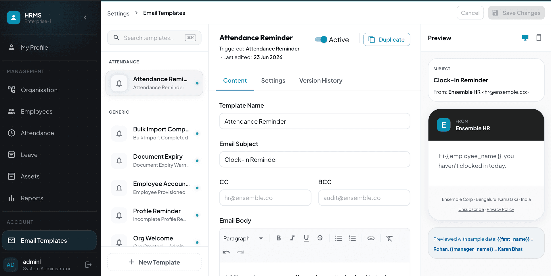 Email Templates product screenshot