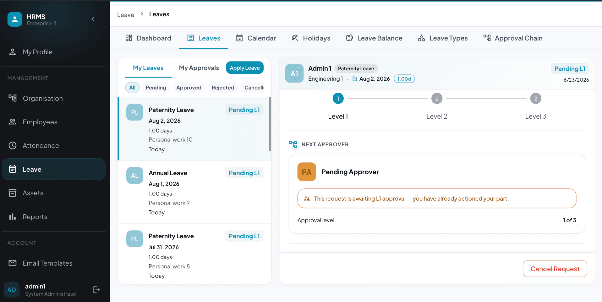 Leave Management product screenshot